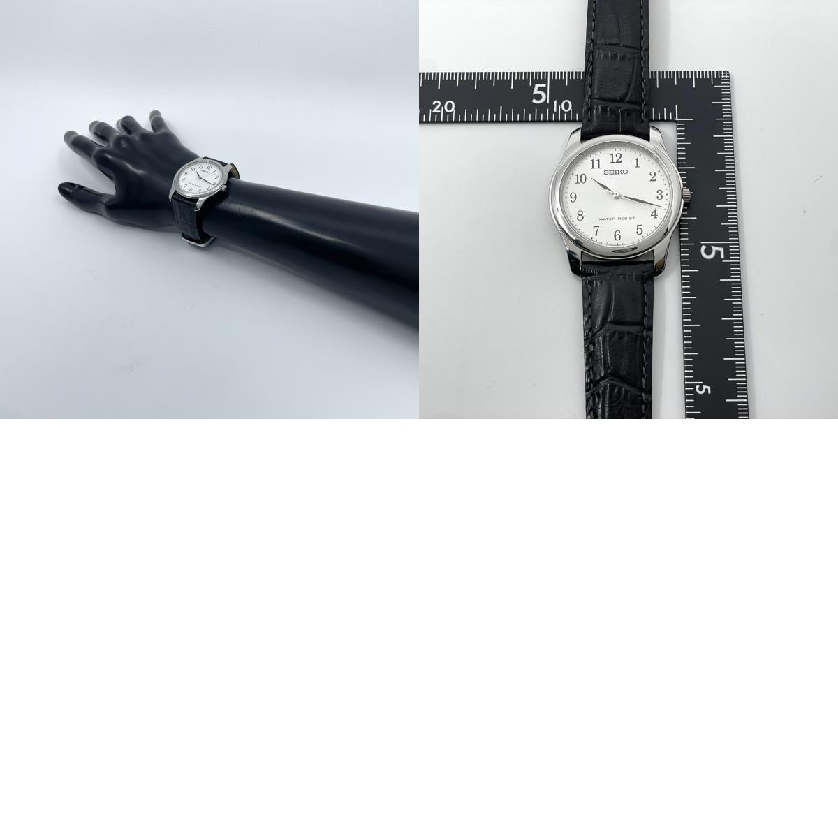 【電池交換済／新品ベルト(社外品)】美品 セイコー 腕時計 7N01-0EF0 メンズ クオーツ アナログ 白文字盤 黒レザー シンプルデザイン スタンダードモデル ビジネス カジュアル 薄型軽量 高視認性 オフィスに最適 クリーニング済 G5