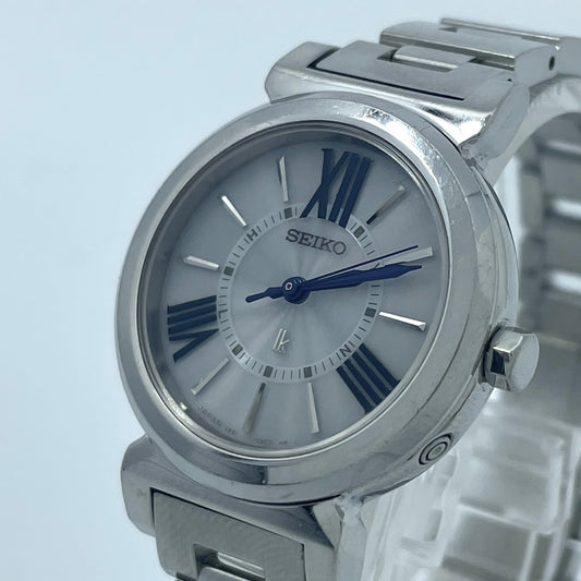 【稼働品】セイコー ルキア 人気モデル 腕時計 3B51-0AJ0 電波ソーラー レディース アナログ シルバー 白文字盤 ローマ数字 ブルー針 クール エレガント ビジネス オフィス 高機能 洗練デザイン スタイリッシュ クリーニング済 G5