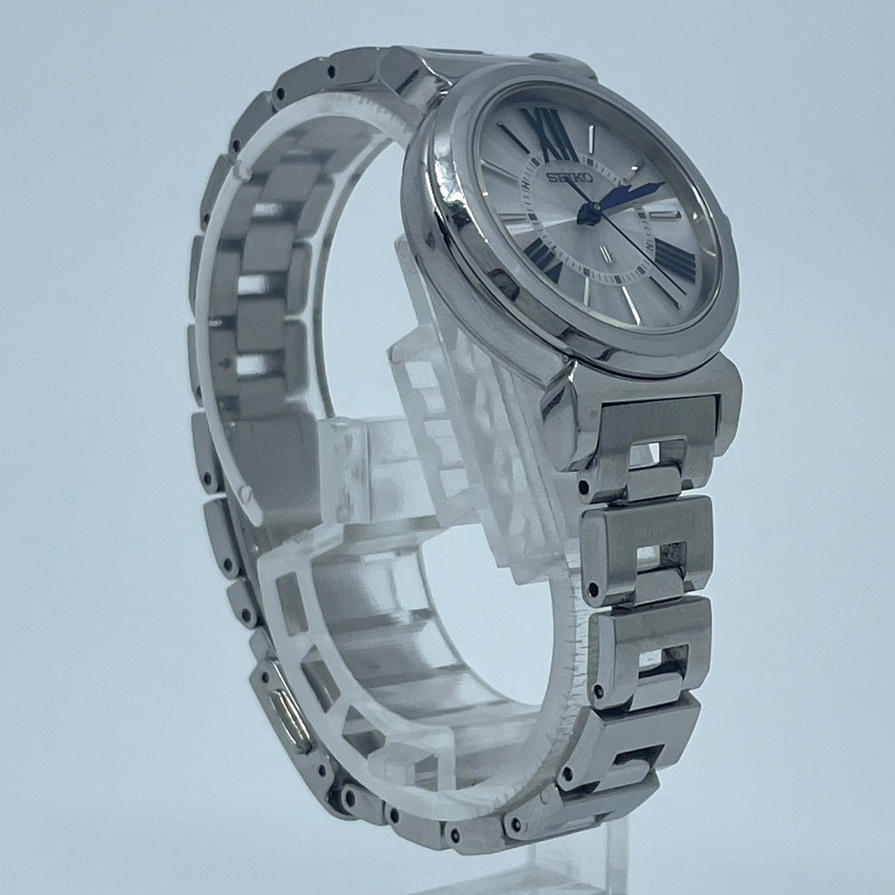 【稼働品】セイコー ルキア 人気モデル 腕時計 3B51-0AJ0 電波ソーラー レディース アナログ シルバー 白文字盤 ローマ数字 ブルー針 クール エレガント ビジネス オフィス 高機能 洗練デザイン スタイリッシュ クリーニング済 G5