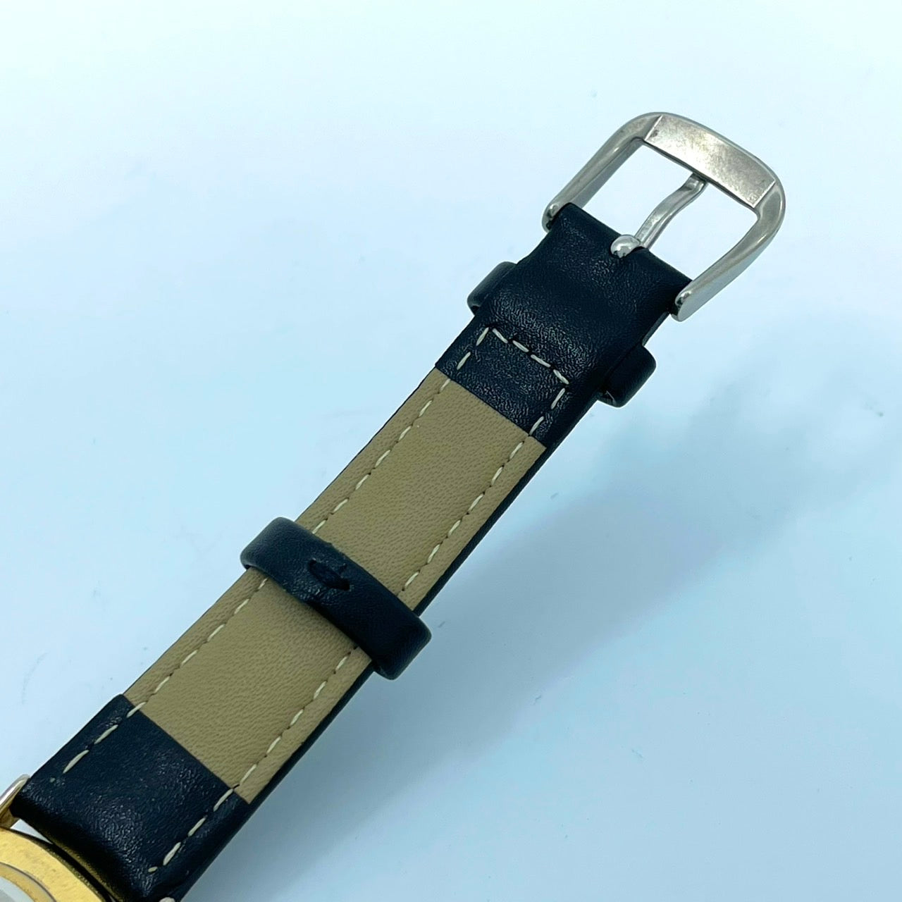 腕時計 メンズ クオーツ コインウォッチ ゴールド文字盤 ブラックレザーベルト アナログ ラウンド アメリカンイーグルデザイン ビンテージ風 ファッションウォッチ 電池交換済 新品ベルト(社外品) クリーニング済 G2