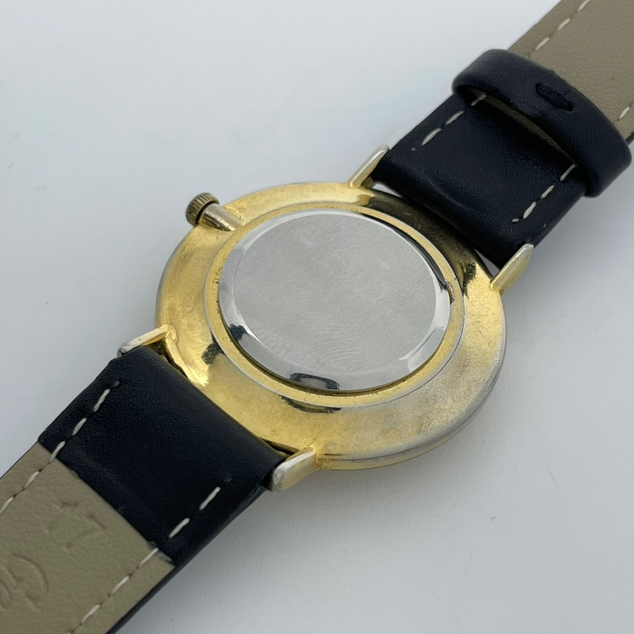 腕時計 メンズ クオーツ コインウォッチ ゴールド文字盤 ブラックレザーベルト アナログ ラウンド アメリカンイーグルデザイン ビンテージ風 ファッションウォッチ 電池交換済 新品ベルト(社外品) クリーニング済 G2