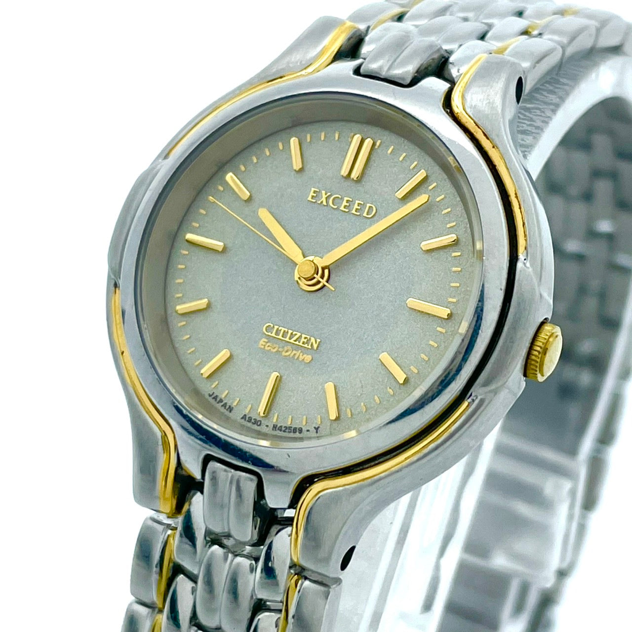 【稼働品】シチズン エクシード 腕時計 A980-T001912 レディース エコドライブ ソーラー コンビカラー ゴールド シルバー 上品 エレガント 高級 ドレスウォッチ ビジネス オフィス 薄型軽量 人気モデル クリーニング済み G2