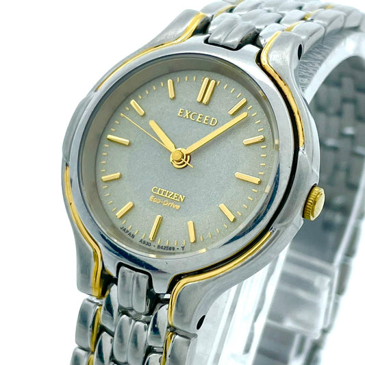 【稼働品】シチズン エクシード 腕時計 A980-T001912 レディース エコドライブ ソーラー コンビカラー ゴールド シルバー 上品 エレガント 高級 ドレスウォッチ ビジネス オフィス 薄型軽量 人気モデル クリーニング済み G2