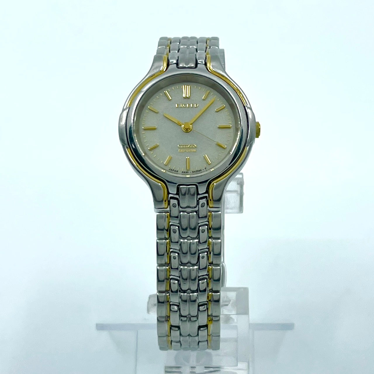 【稼働品】シチズン エクシード 腕時計 A980-T001912 レディース エコドライブ ソーラー コンビカラー ゴールド シルバー 上品 エレガント 高級 ドレスウォッチ ビジネス オフィス 薄型軽量 人気モデル クリーニング済み G2