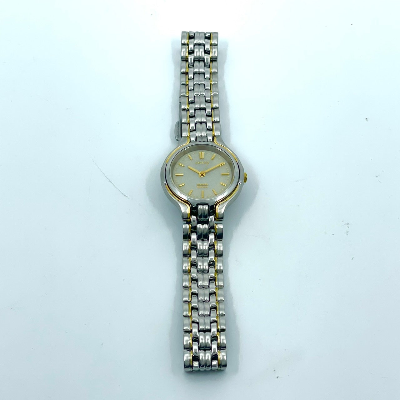 【稼働品】シチズン エクシード 腕時計 A980-T001912 レディース エコドライブ ソーラー コンビカラー ゴールド シルバー 上品 エレガント 高級 ドレスウォッチ ビジネス オフィス 薄型軽量 人気モデル クリーニング済み G2