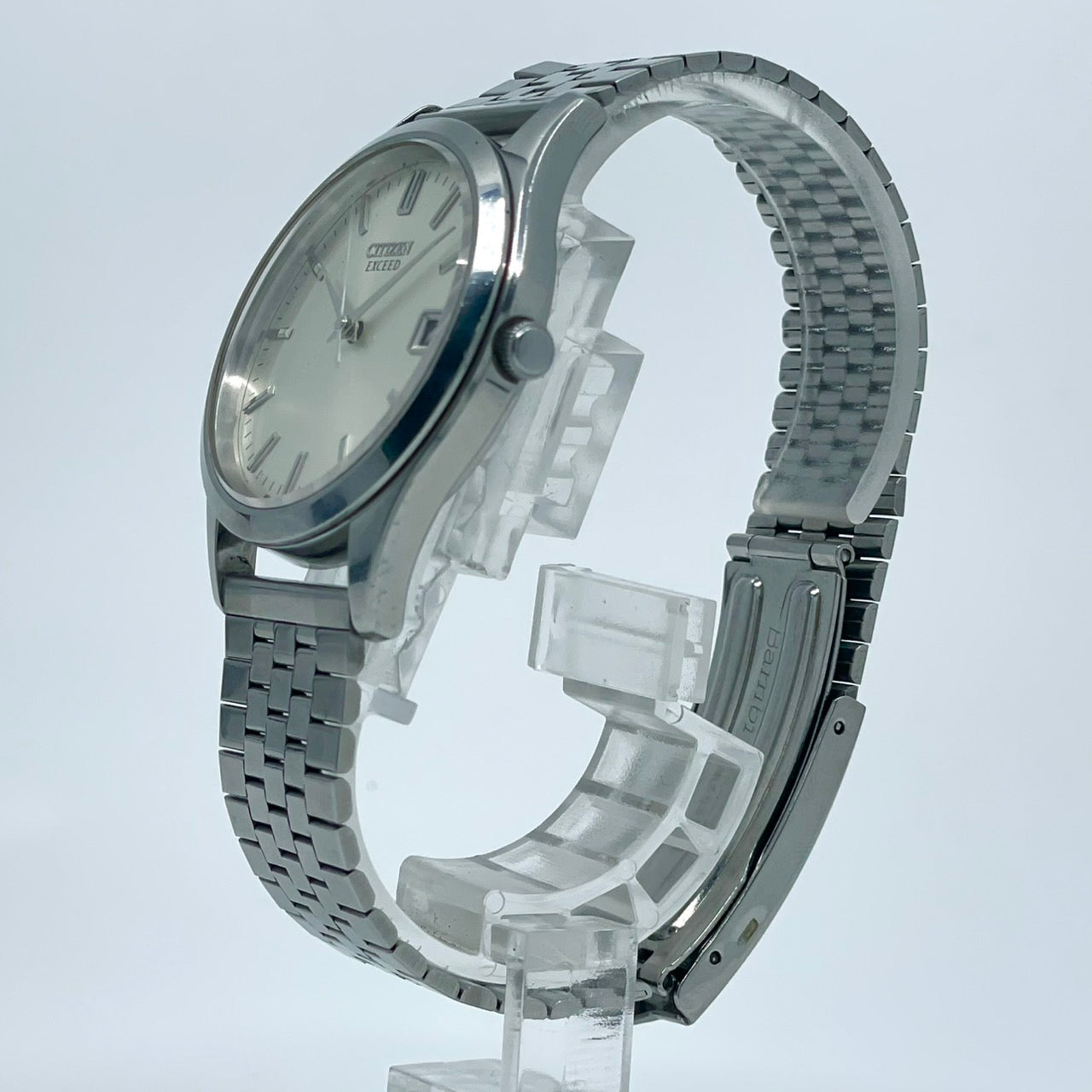 【電池交換済／美品】シチズン エクシード citizen 腕時計 A670-H20487 メンズ クオーツ デイト シルバー文字盤 アナログ 高級 ドレスウォッチ ビジネス オフィス エレガント 高精度 シンプルデザイン 耐磁 人気モデル クリーニング済み G2