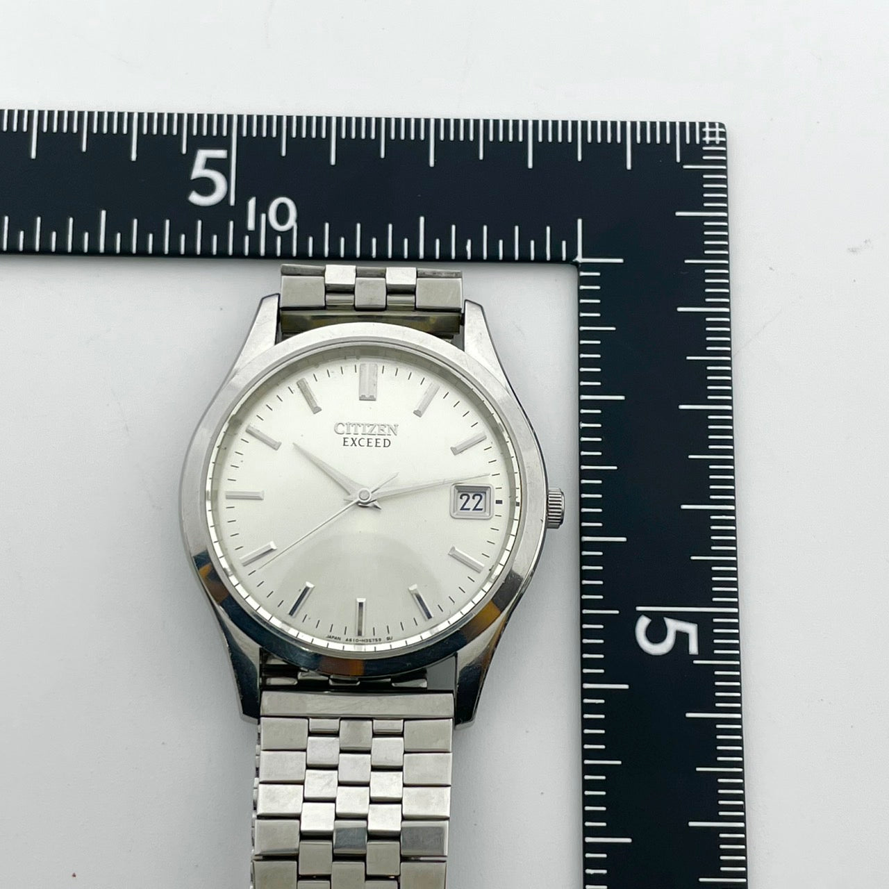 【電池交換済／美品】シチズン エクシード citizen 腕時計 A670-H20487 メンズ クオーツ デイト シルバー文字盤 アナログ 高級 ドレスウォッチ ビジネス オフィス エレガント 高精度 シンプルデザイン 耐磁 人気モデル クリーニング済み G2