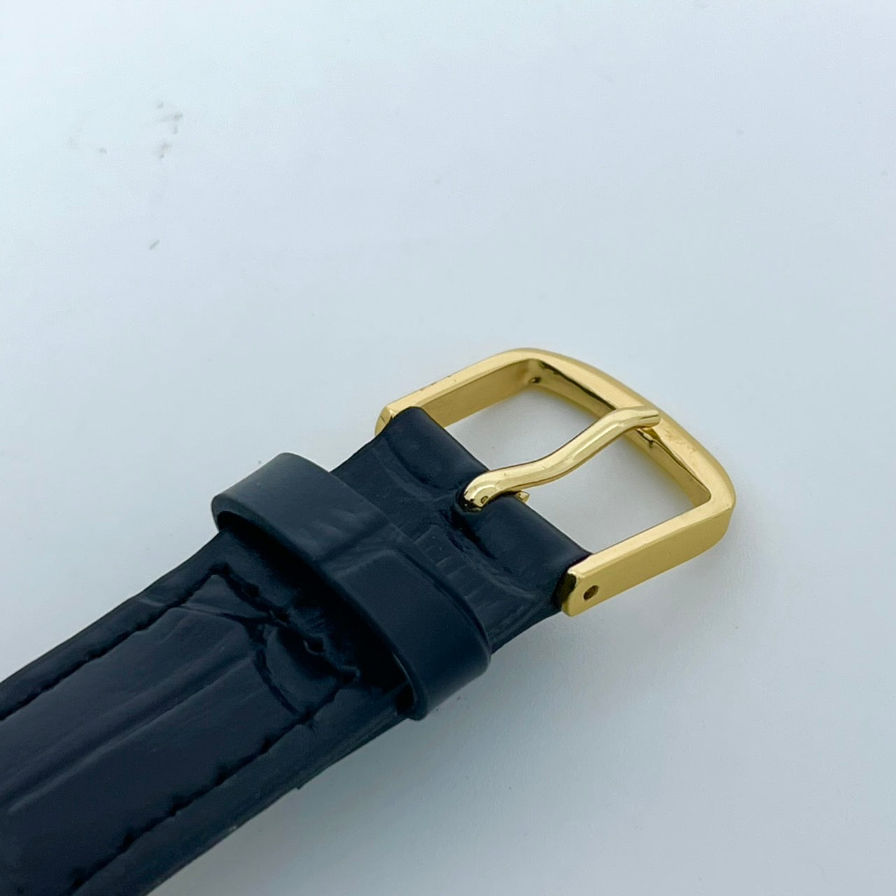 【電池交換済／新品ベルト(社外品)】美品 シチズン citizen エクシード 腕時計 4-796233 メンズ クオーツ 角型 ゴールド文字盤 ブラックレザーベルト ビンテージ アンティーク ドレスウォッチ 薄型 エレガント クラシック 高級モデル クリーニング済み G2