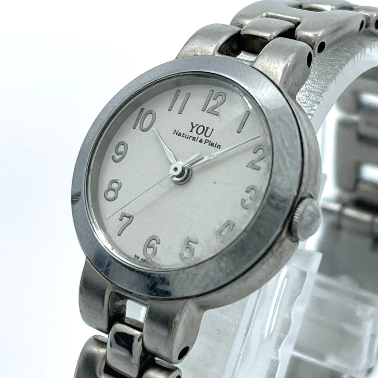 【電池交換済／美品】オリエント YOU Natural&Plain 腕時計 UB3J-00 レディース クオーツ アナログ シルバー アイボリー文字盤 シンプル ナチュラルデザイン ラウンド ビジネス オフィス 高視認性 人気モデル クリーニング済み G2
