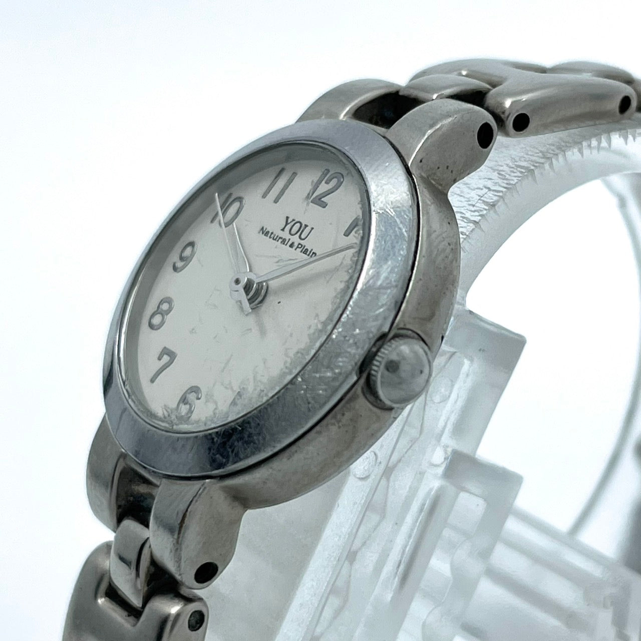 【電池交換済／美品】オリエント YOU Natural&Plain 腕時計 UB3J-00 レディース クオーツ アナログ シルバー アイボリー文字盤 シンプル ナチュラルデザイン ラウンド ビジネス オフィス 高視認性 人気モデル クリーニング済み G2