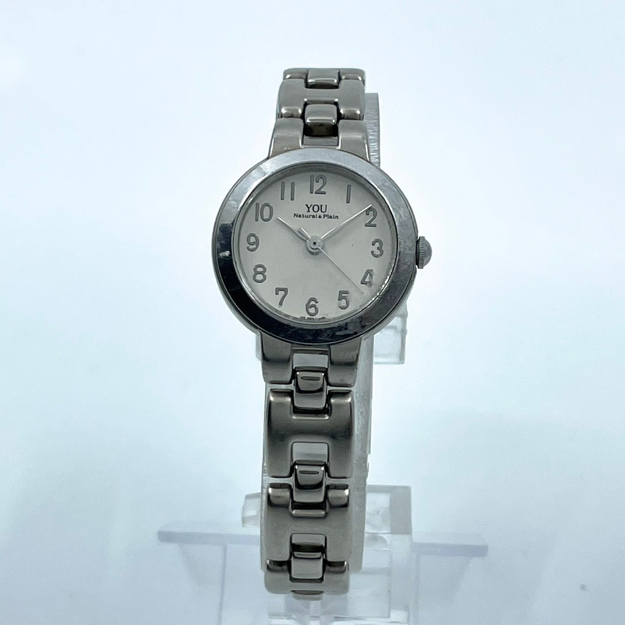 【電池交換済／美品】オリエント YOU Natural&Plain 腕時計 UB3J-00 レディース クオーツ アナログ シルバー アイボリー文字盤 シンプル ナチュラルデザイン ラウンド ビジネス オフィス 高視認性 人気モデル クリーニング済み G2