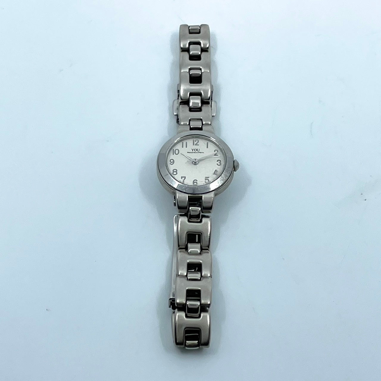 【電池交換済／美品】オリエント YOU Natural&Plain 腕時計 UB3J-00 レディース クオーツ アナログ シルバー アイボリー文字盤 シンプル ナチュラルデザイン ラウンド ビジネス オフィス 高視認性 人気モデル クリーニング済み G2