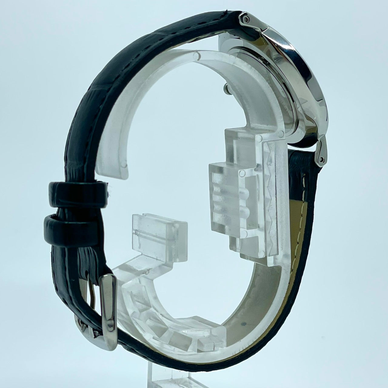 【電池交換済／新品ベルト(社外品)】美品 4℃ ヨンドシー 腕時計 202518 ユニセックス クオーツ アナログ 白文字盤 黒レザーベルト シンプル ミニマルデザイン エレガント ジュエリーウォッチ ファッションウォッチ 人気モデル クリーニング済 G2