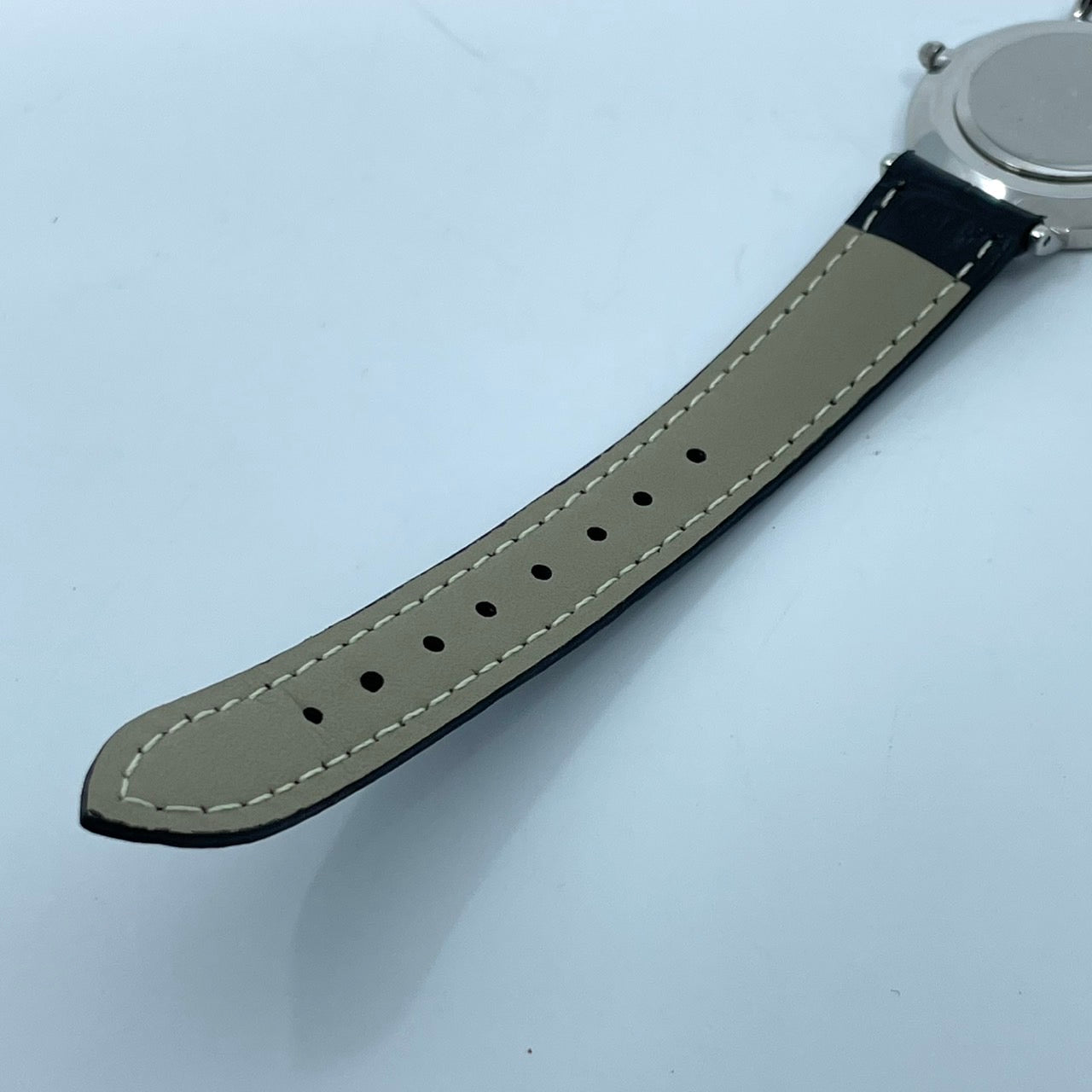 【電池交換済／新品ベルト(社外品)】美品 4℃ ヨンドシー 腕時計 202518 ユニセックス クオーツ アナログ 白文字盤 黒レザーベルト シンプル ミニマルデザイン エレガント ジュエリーウォッチ ファッションウォッチ 人気モデル クリーニング済 G2