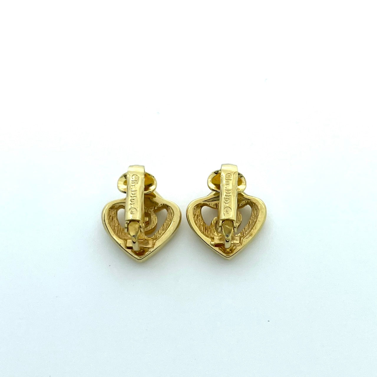 美品 Christian Dior クリスチャンディオール ヴィンテージ イヤリング ロゴモチーフ CDロゴ ハート ツイスト ゴールドカラー アクセサリー ジュエリー レディース I1