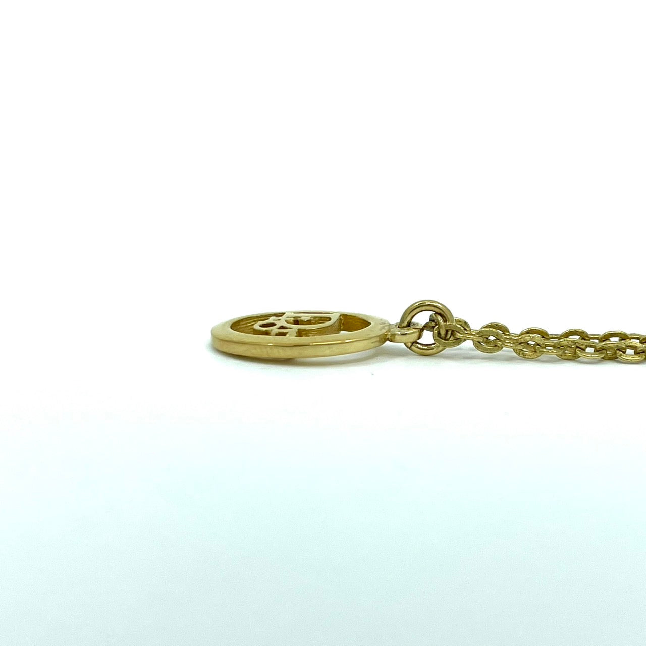 美品 Christian Dior クリスチャンディオール ヴィンテージ ネックレス ロゴモチーフ オブリーク サークル オーバル ペンダント ゴールドカラー アクセサリー ジュエリー レディース I1