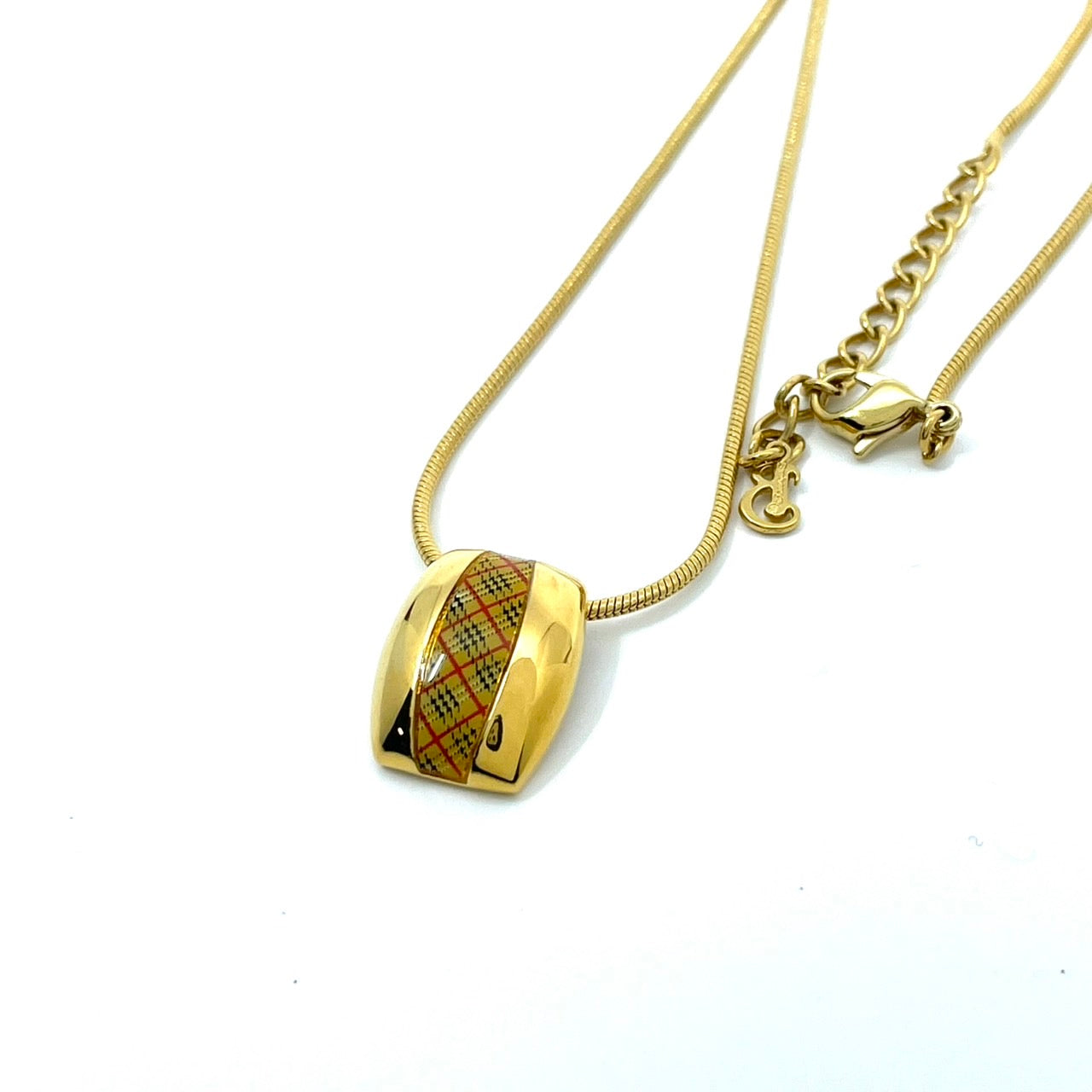 美品 BURBERRY バーバリー ヴィンテージ ネックレス ペンダント ノバチェック スクエア ゴールドカラー アクセサリー ジュエリー レディース アジャスター付き I1