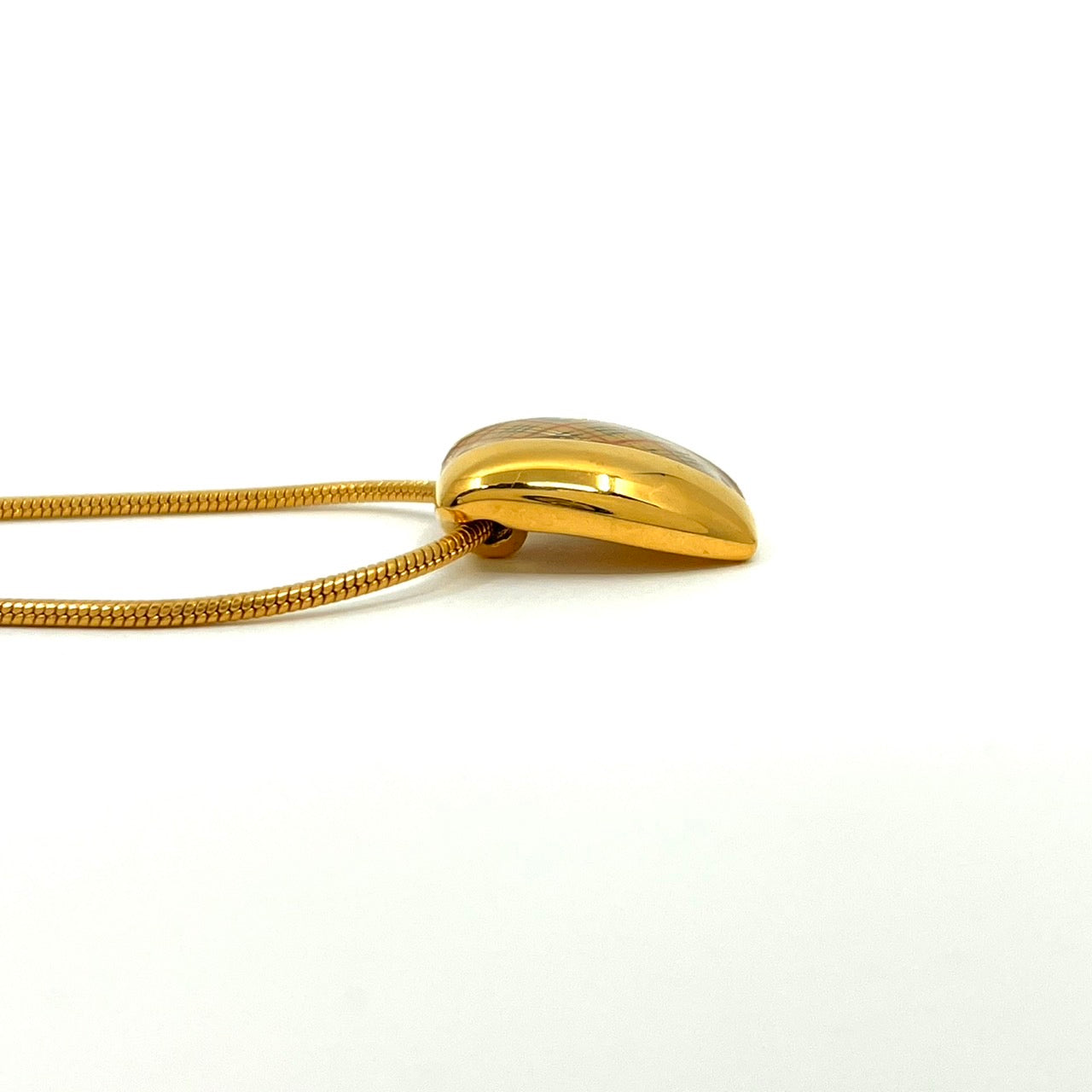 美品 BURBERRY バーバリー ヴィンテージ ネックレス ペンダント ノバチェック スクエア ゴールドカラー アクセサリー ジュエリー レディース アジャスター付き I1