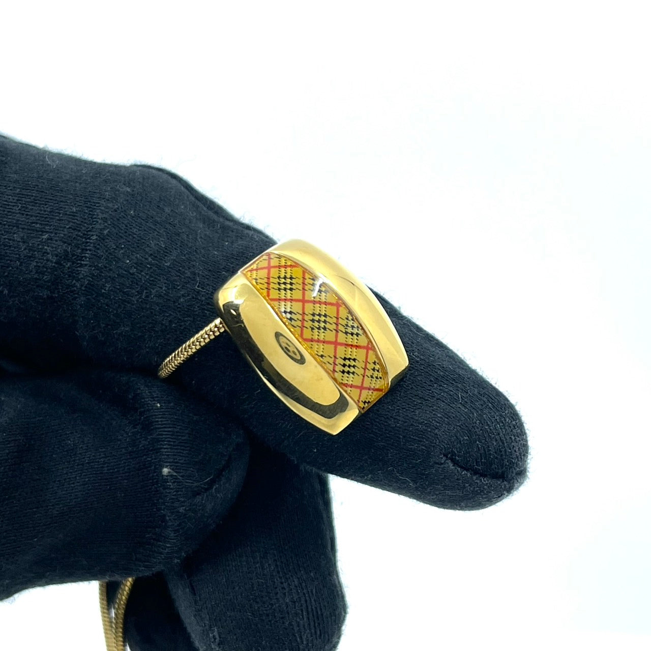 美品 BURBERRY バーバリー ヴィンテージ ネックレス ペンダント ノバチェック スクエア ゴールドカラー アクセサリー ジュエリー レディース アジャスター付き I1