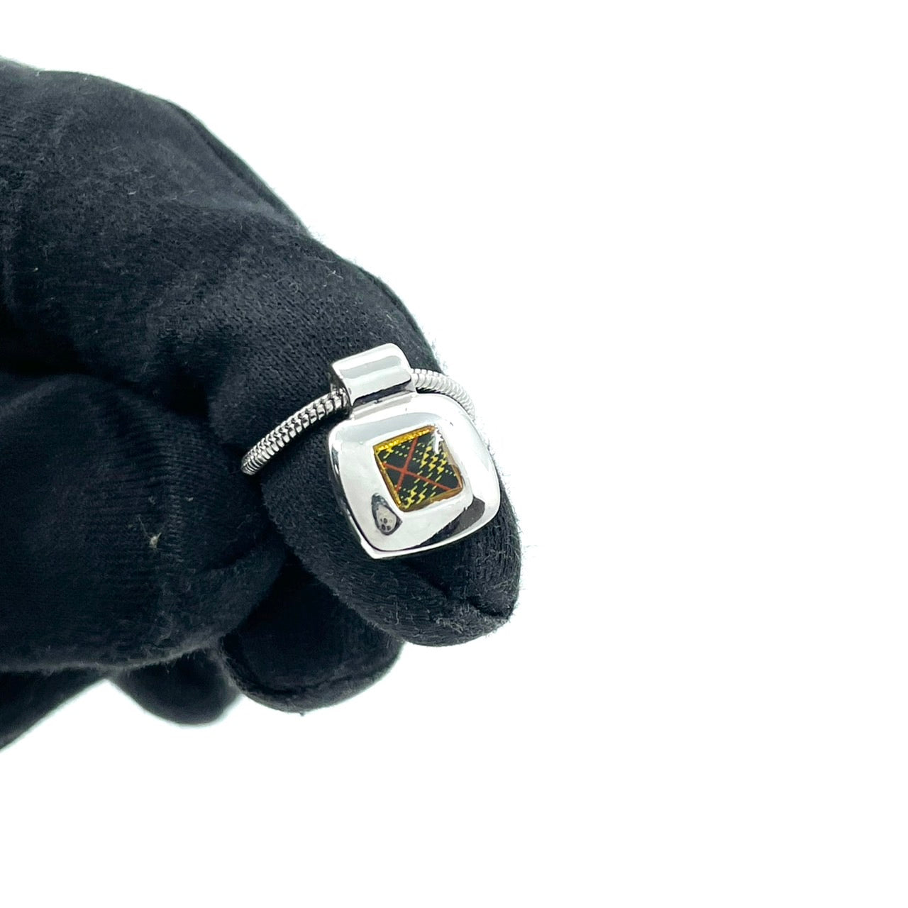 美品 BURBERRY バーバリー ヴィンテージ ネックレス ペンダント ノバチェック スクエア シルバーカラー アクセサリー ジュエリー レディース アジャスター付き I1