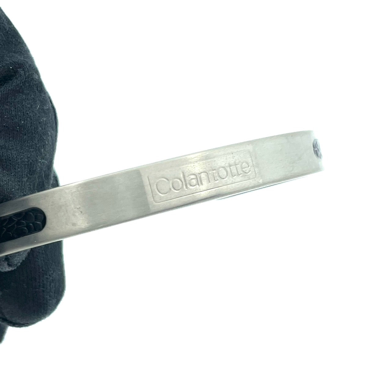 美品 ColanTotte コラントッテ ブレスレット バングル シルバーカラー マグチタン ブラック 黒 アクセサリー メンズ I1