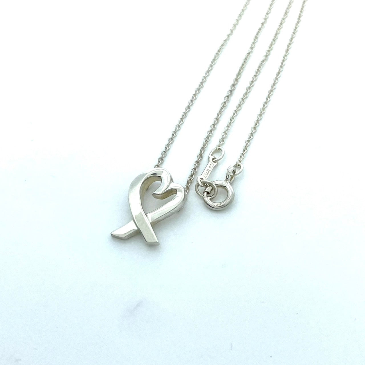美品 TIFFANY & Co. ティファニー ラビングハート シルバー SV925 ヴィンテージ ネックレス ペンダント アクセサリー ジュエリー レディース I1