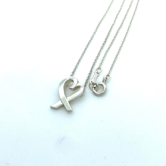美品 TIFFANY & Co. ティファニー ラビングハート シルバー SV925 ヴィンテージ ネックレス ペンダント アクセサリー ジュエリー レディース I1