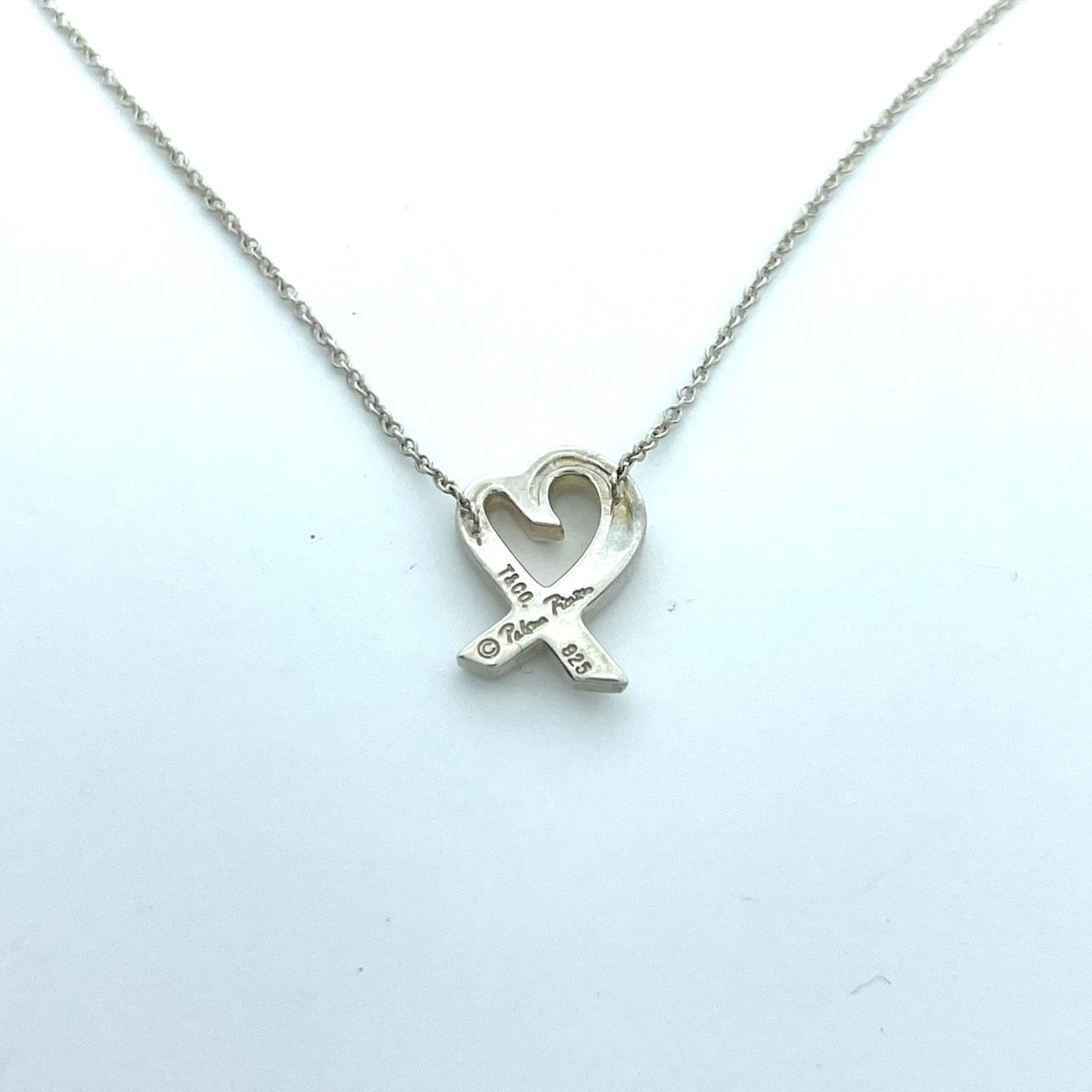 美品 TIFFANY & Co. ティファニー ラビングハート シルバー SV925 ヴィンテージ ネックレス ペンダント アクセサリー ジュエリー レディース I1