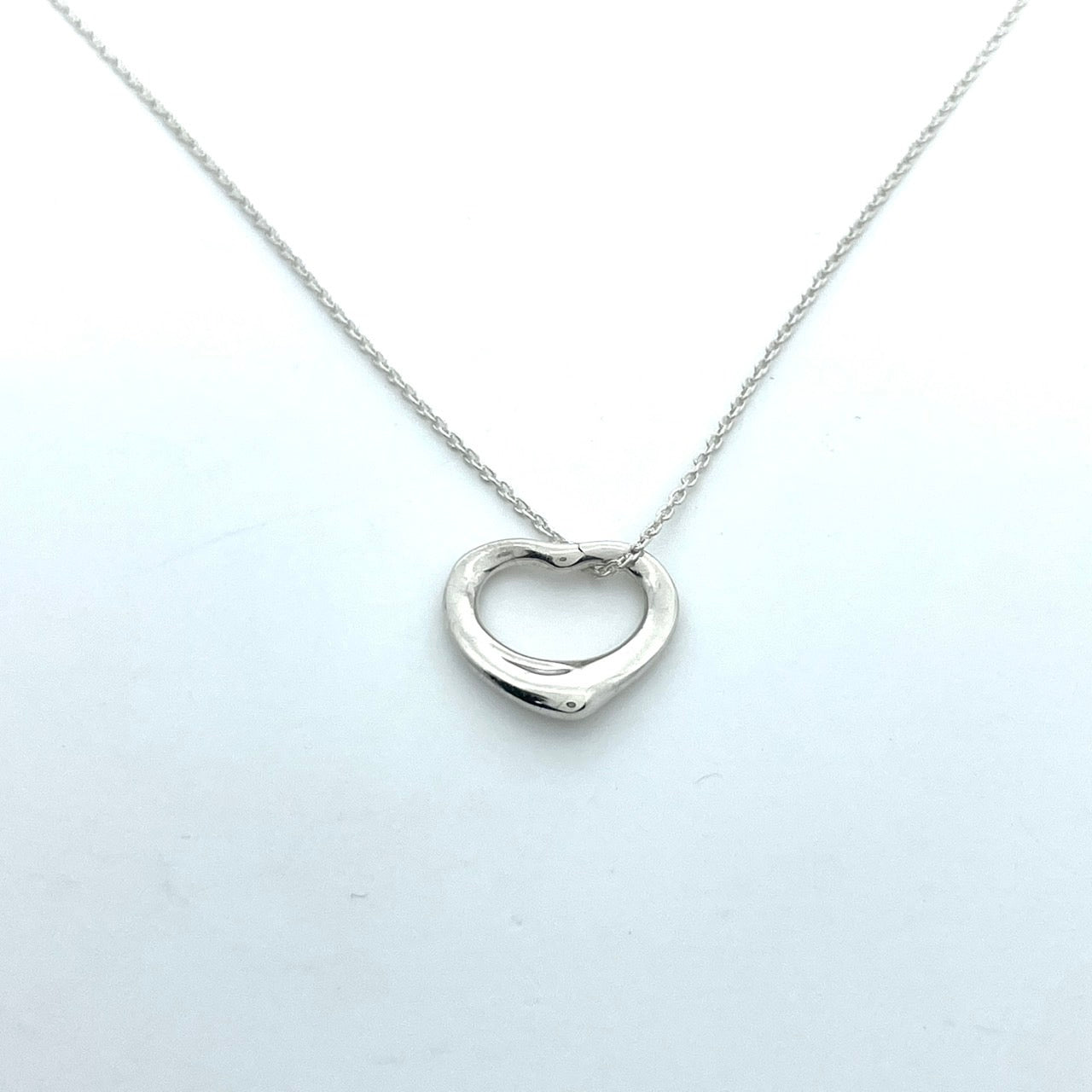 美品 TIFFANY & Co. ティファニー オープンハート シルバー SV925 エルサ・ペレッティ ヴィンテージ ネックレス ペンダント アクセサリー ジュエリー レディース I1