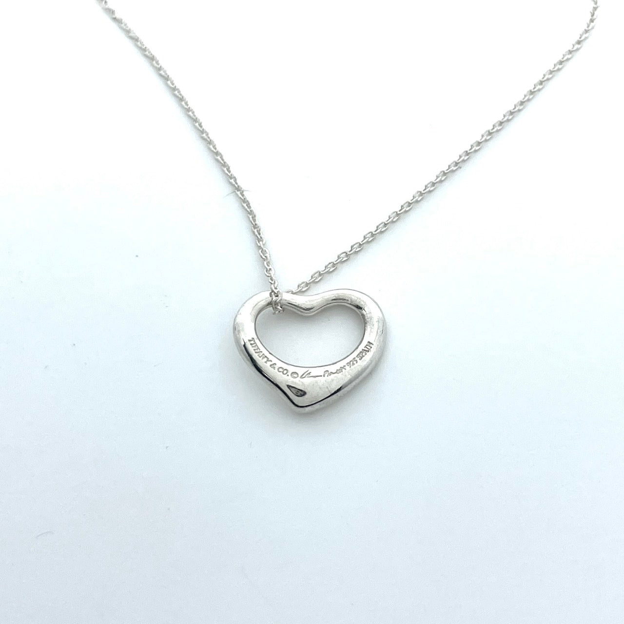 美品 TIFFANY & Co. ティファニー オープンハート シルバー SV925 エルサ・ペレッティ ヴィンテージ ネックレス ペンダント アクセサリー ジュエリー レディース I1
