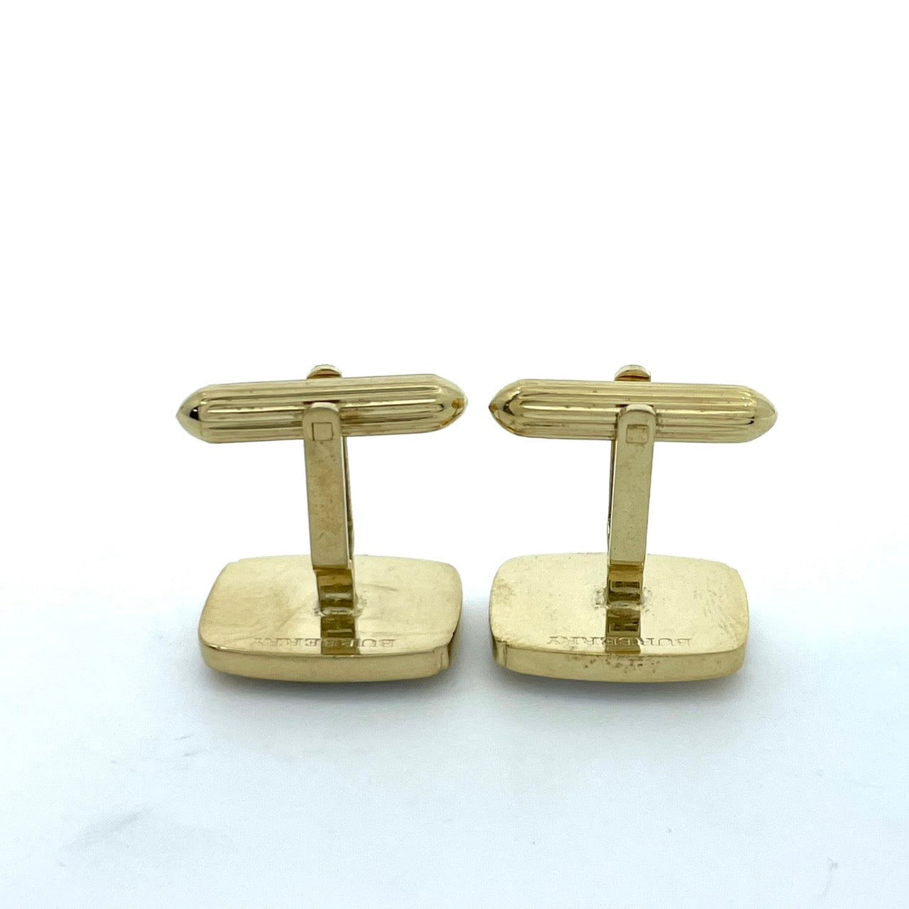 美品 BURBERRY バーバリー ホースロゴ カフスボタン ゴールド×シルバー コンビカラー 金 銀 メンズ ビジネス フォーマル 正規品 I1