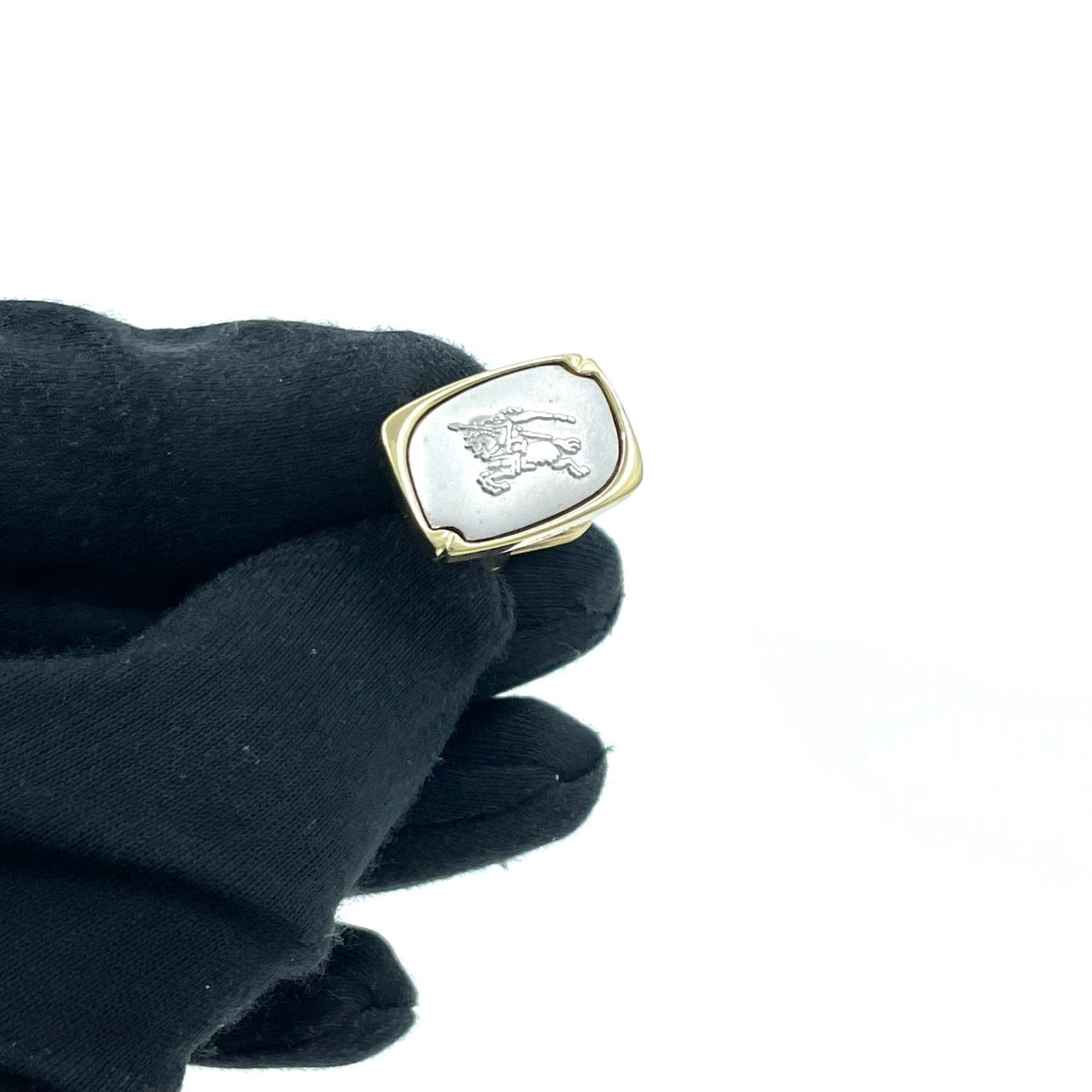 美品 BURBERRY バーバリー ホースロゴ カフスボタン ゴールド×シルバー コンビカラー 金 銀 メンズ ビジネス フォーマル 正規品 I1