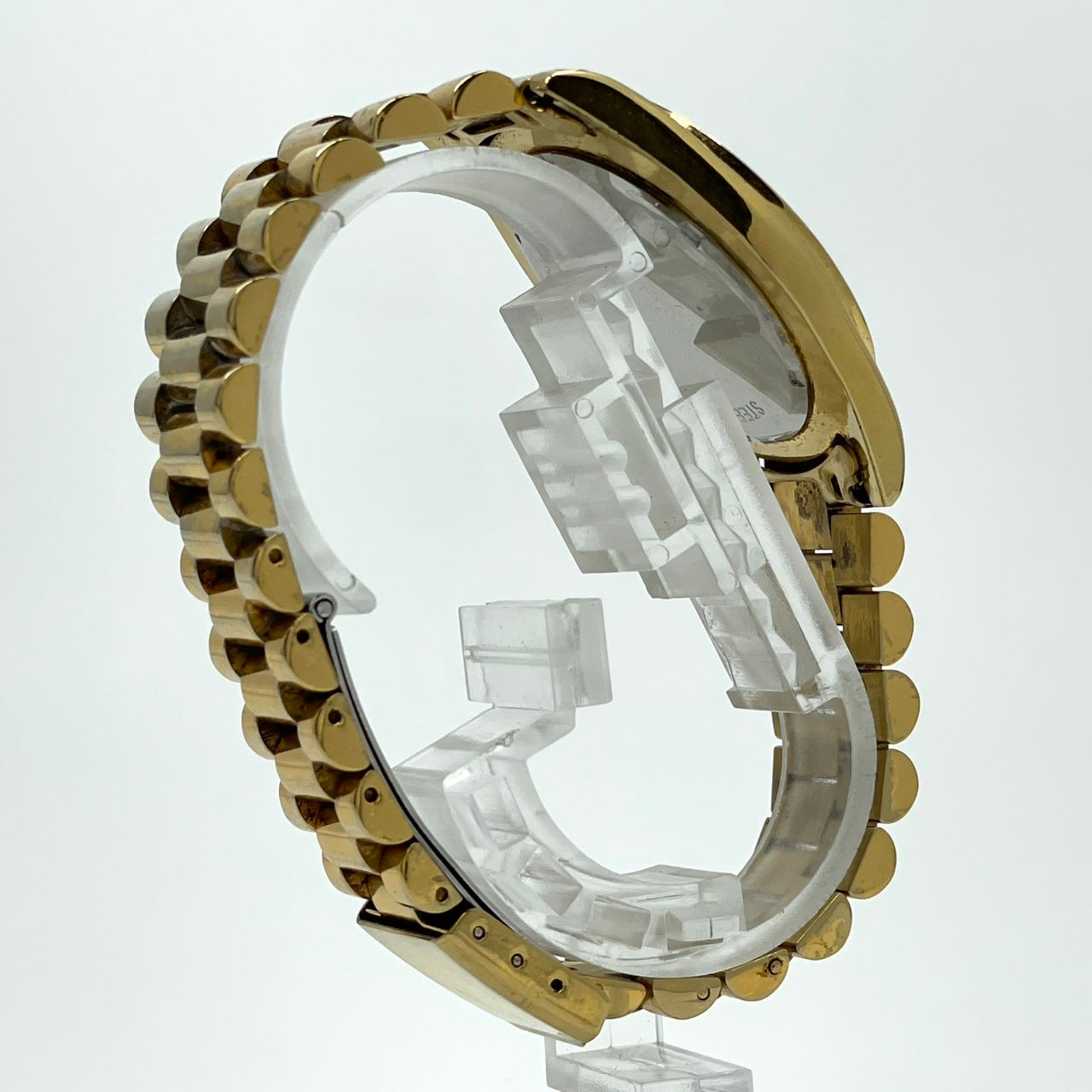 【電池交換済】Louis & Balencia ルイスアンドバレンシア レディース腕時計 クオーツ ゴールド ラインストーン エメラルド ハニカム文字盤 デイデイト カレンダー アナログ ゴージャス エレガント クラシックデザイン クリーニング済 G4