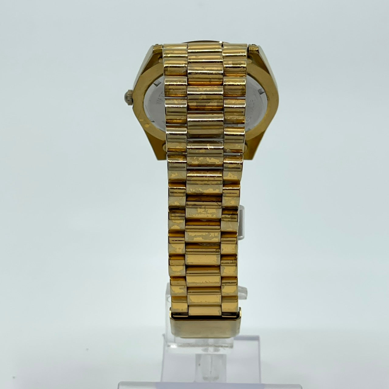 【電池交換済】Louis & Balencia ルイスアンドバレンシア レディース腕時計 クオーツ ゴールド ラインストーン エメラルド ハニカム文字盤 デイデイト カレンダー アナログ ゴージャス エレガント クラシックデザイン クリーニング済 G4