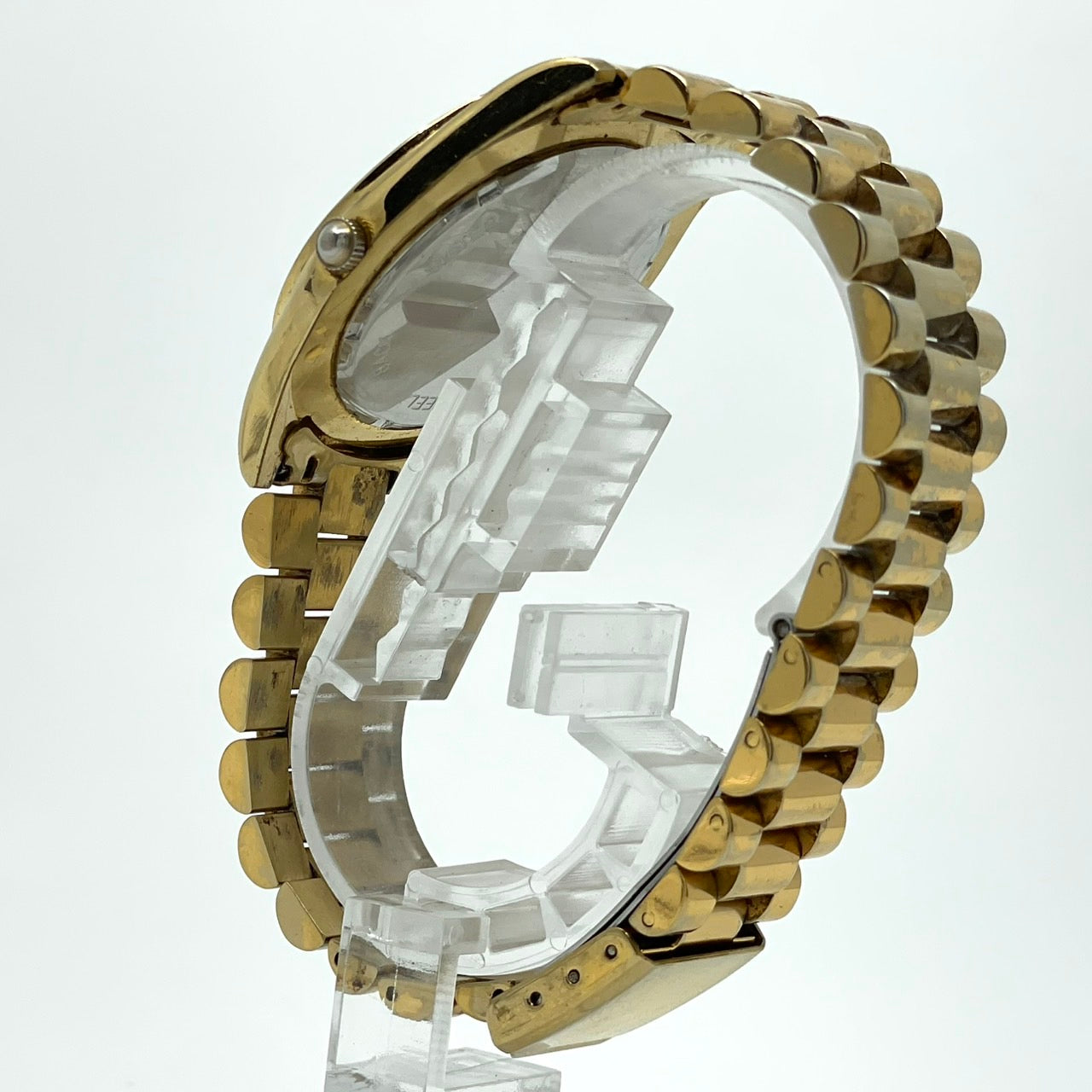 【電池交換済】Louis & Balencia ルイスアンドバレンシア レディース腕時計 クオーツ ゴールド ラインストーン エメラルド ハニカム文字盤 デイデイト カレンダー アナログ ゴージャス エレガント クラシックデザイン クリーニング済 G4