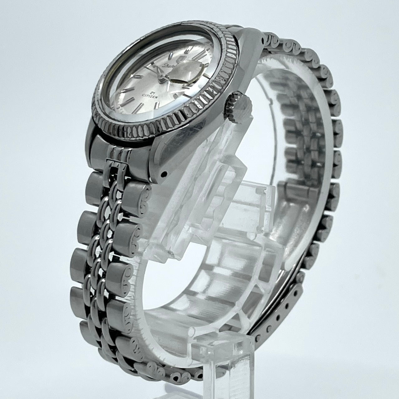 【稼働品】CITIZEN シチズン Date star デイトスター レディース 腕時計 自動巻き 21石 シルバー ラウンド デイト表示 希少 昭和レトロ アンティーク ビンテージ クラシック エレガント ドレスウォッチ クリーニング済み G4