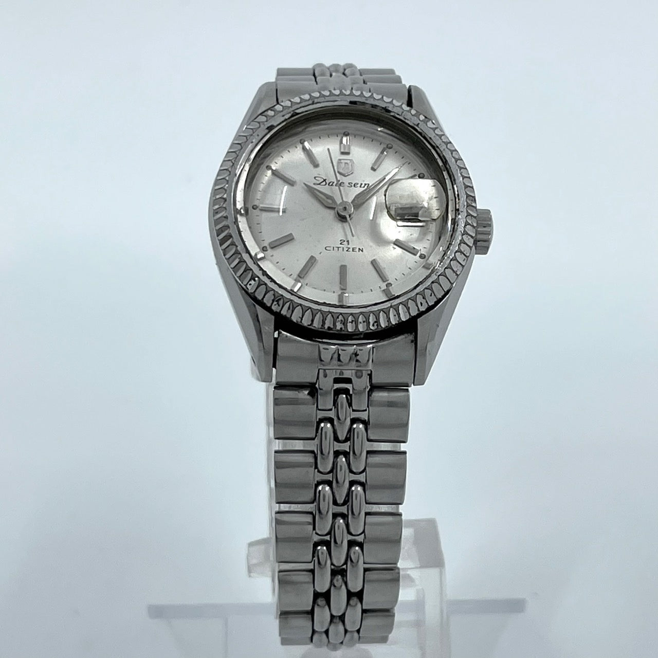 【稼働品】CITIZEN シチズン Date star デイトスター レディース 腕時計 自動巻き 21石 シルバー ラウンド デイト表示 希少 昭和レトロ アンティーク ビンテージ クラシック エレガント ドレスウォッチ クリーニング済み G4