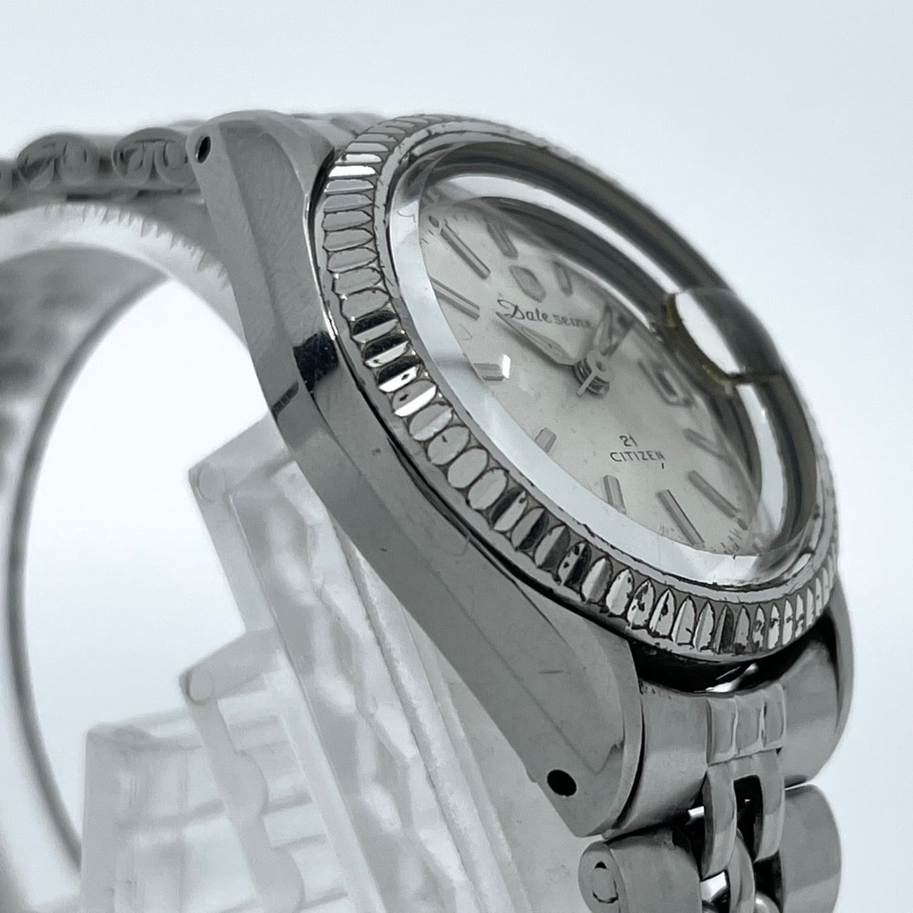 【稼働品】CITIZEN シチズン Date star デイトスター レディース 腕時計 自動巻き 21石 シルバー ラウンド デイト表示 希少 昭和レトロ アンティーク ビンテージ クラシック エレガント ドレスウォッチ クリーニング済み G4