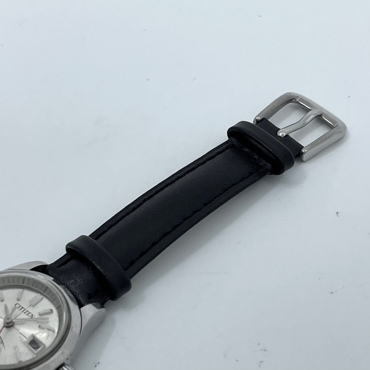 【デッドストック/稼働品】CITIZEN シチズン Date Star デイトスター レディース 腕時計 手巻き 17石 シルバー ブラックレザー ラウンド デイト 希少 昭和レトロ アンティーク ビンテージ クラシック エレガント ドレスウォッチ 新品ベルト交換済（社外品） G4