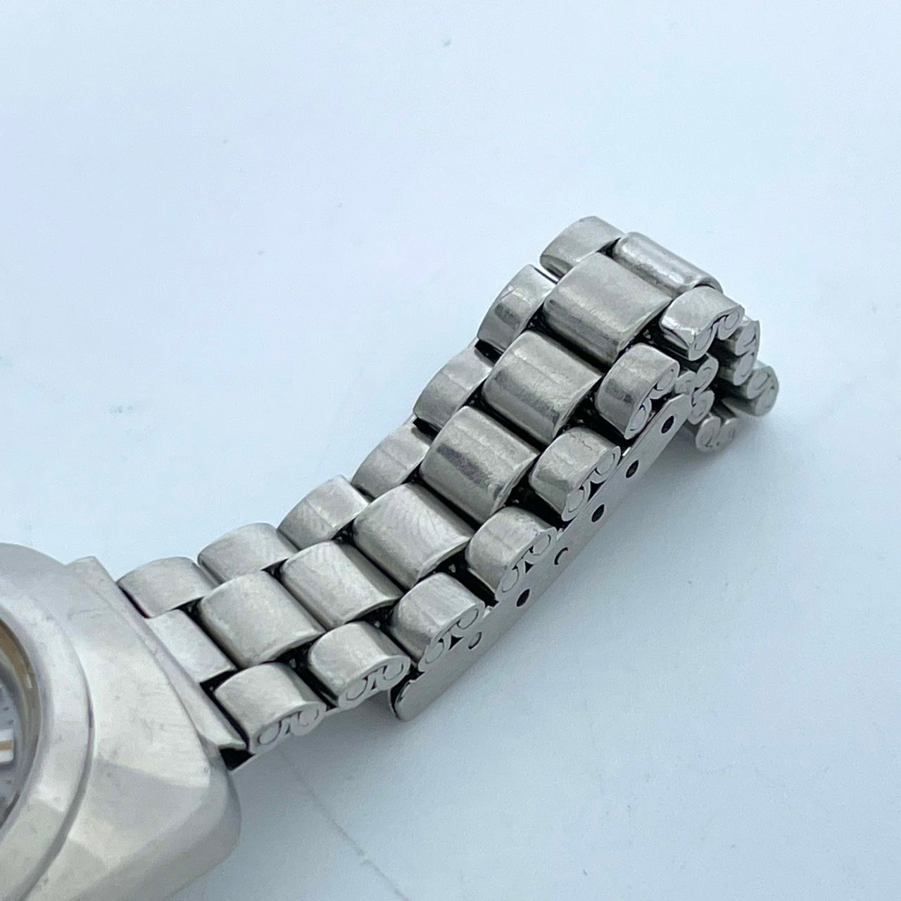 【稼働品】CITIZEN シチズン コスモスター デイト レディース 腕時計 自動巻き 19石 シルバー ブルー文字盤 トノー型 レトロ アンティーク ビンテージ クラシック エレガント ドレスウォッチ 希少モデル クリーニング済み G4