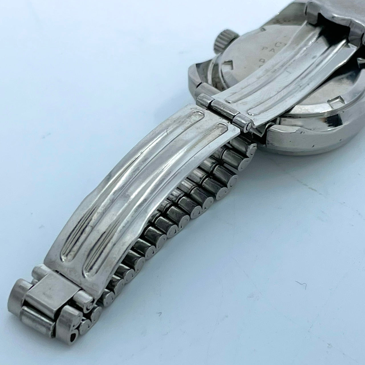 【稼働品】CITIZEN シチズン コスモスター デイト レディース 腕時計 自動巻き 19石 シルバー ブルー文字盤 トノー型 レトロ アンティーク ビンテージ クラシック エレガント ドレスウォッチ 希少モデル クリーニング済み G4