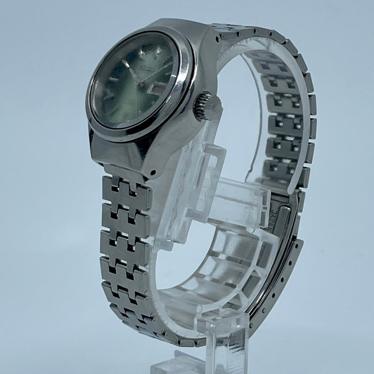 【稼働品】CITIZEN シチズン レディース 腕時計 4-661001 自動巻き グリーン文字盤 シルバー ラウンド デイデイト 曜日 日付表示 希少 アンティーク ビンテージ クラシック エレガント ドレスウォッチ クリーニング済み G4