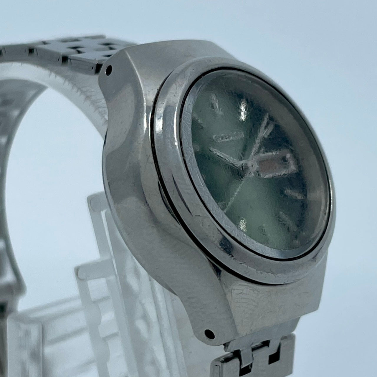 【稼働品】CITIZEN シチズン レディース 腕時計 4-661001 自動巻き グリーン文字盤 シルバー ラウンド デイデイト 曜日 日付表示 希少 アンティーク ビンテージ クラシック エレガント ドレスウォッチ クリーニング済み G4