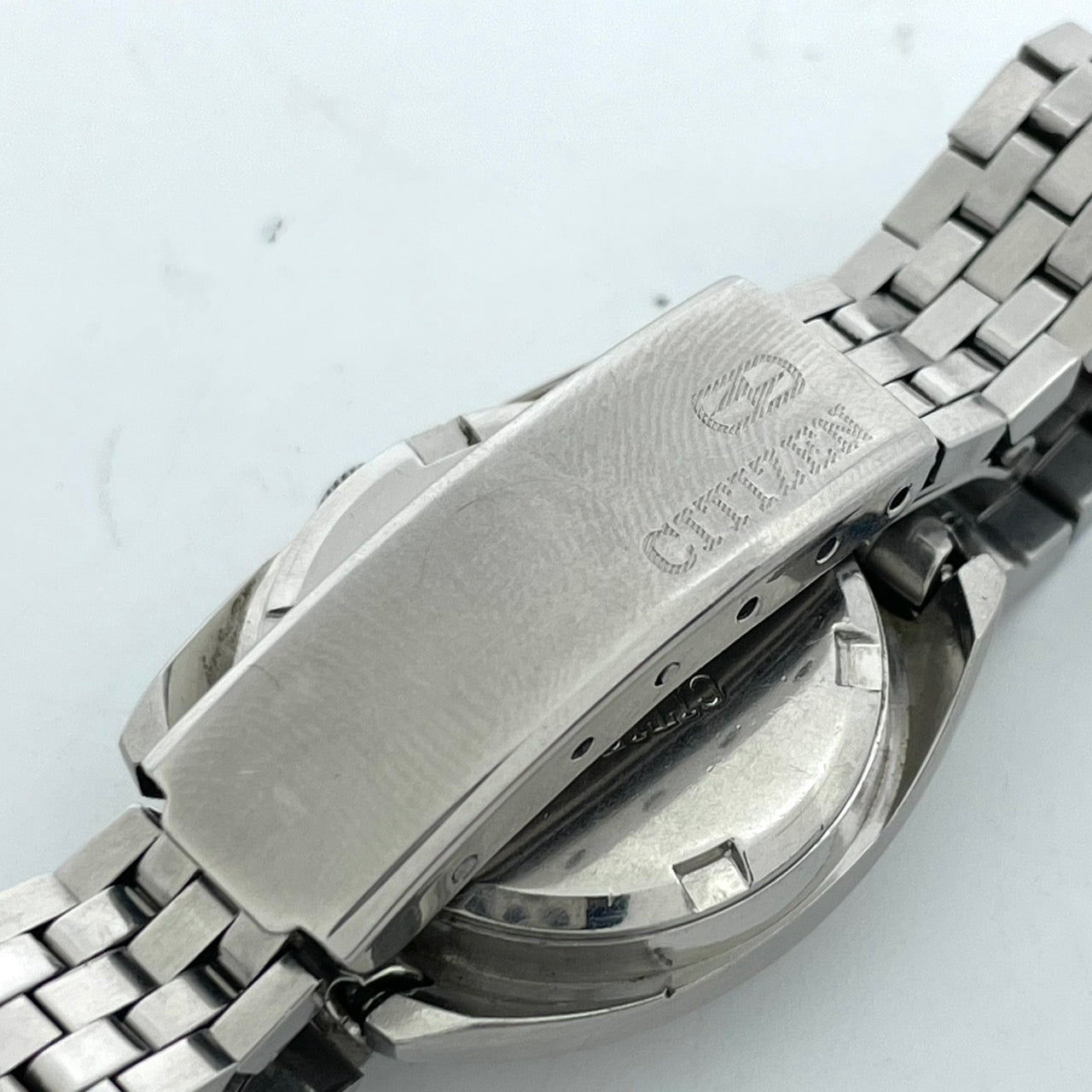 【稼働品】CITIZEN シチズン コスモトロン 電子時計 レディース 腕時計 グリーン文字盤 シルバー トノー型 希少 昭和レトロ アンティーク ビンテージ クラシック エレガント ドレスウォッチ クリーニング済み G4