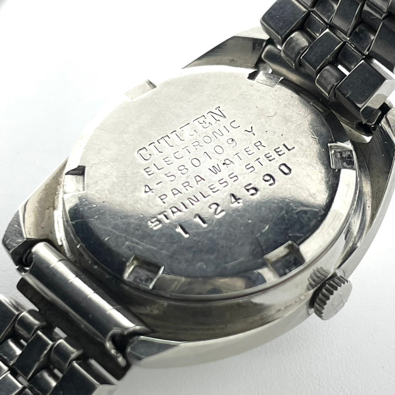 【稼働品】CITIZEN シチズン コスモトロン 電子時計 レディース 腕時計 グリーン文字盤 シルバー トノー型 希少 昭和レトロ アンティーク ビンテージ クラシック エレガント ドレスウォッチ クリーニング済み G4