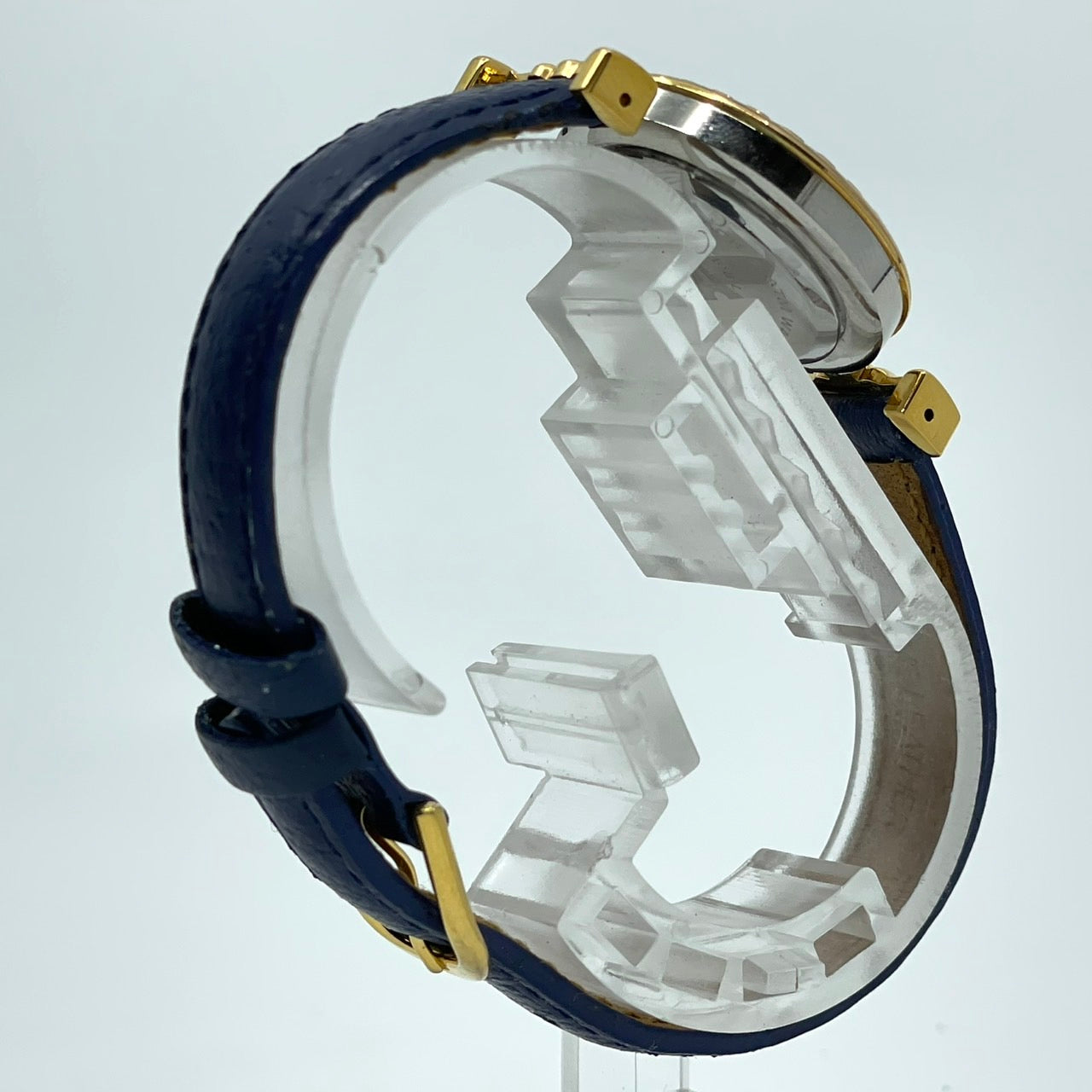 【電池交換済／稼働品】LA TOUR EIFFEL ラ・トゥール・エッフェル レディース 腕時計 ゴールド ブルーレザーベルト トリコロール ラウンド クオーツ アナログ エレガント クラシック ビンテージ ドレスウォッチ パリ フランス クリーニング済 G