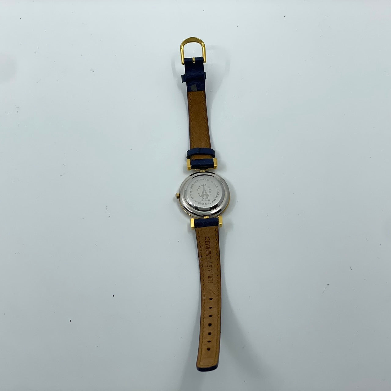 【電池交換済／稼働品】LA TOUR EIFFEL ラ・トゥール・エッフェル レディース 腕時計 ゴールド ブルーレザーベルト トリコロール ラウンド クオーツ アナログ エレガント クラシック ビンテージ ドレスウォッチ パリ フランス クリーニング済 G