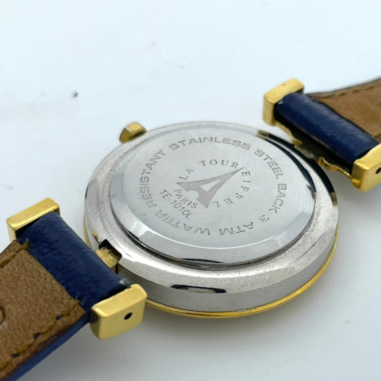 【電池交換済／稼働品】LA TOUR EIFFEL ラ・トゥール・エッフェル レディース 腕時計 ゴールド ブルーレザーベルト トリコロール ラウンド クオーツ アナログ エレガント クラシック ビンテージ ドレスウォッチ パリ フランス クリーニング済 G