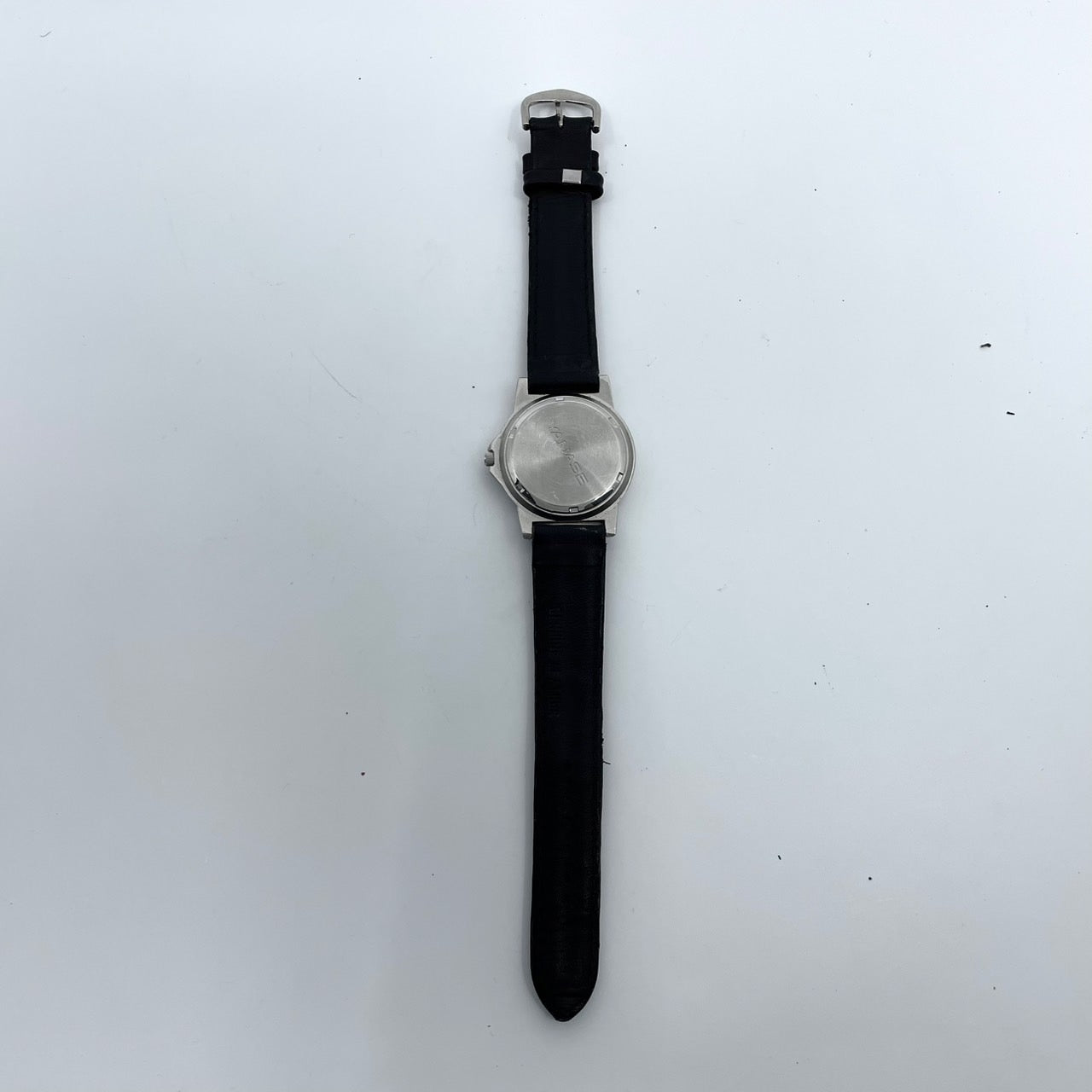 【電池交換済／稼働品】希少 メルセデスベンツ AMG 腕時計 YANASE ヤナセ ノベルティ ウォッチ シルバー ブラックレザー クオーツ アナログ スポーティ スリーポインテッドスター ロゴ メンズ レディース ユニセックス 非売品 箱付き G