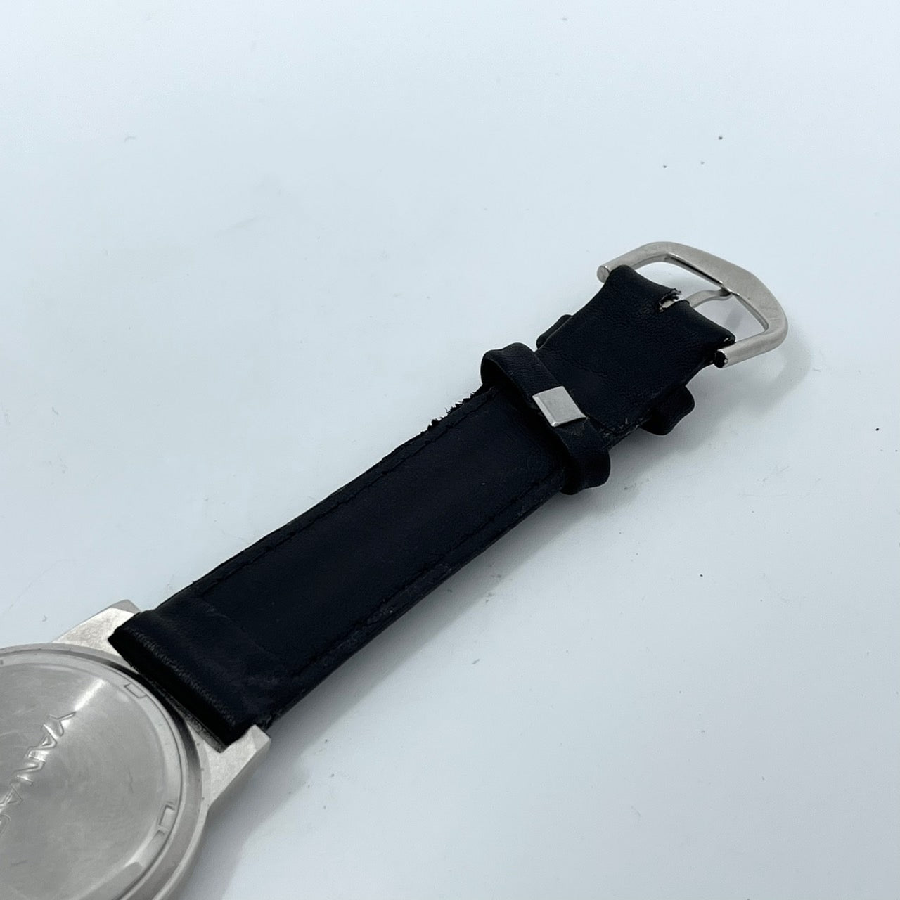 【電池交換済／稼働品】希少 メルセデスベンツ AMG 腕時計 YANASE ヤナセ ノベルティ ウォッチ シルバー ブラックレザー クオーツ アナログ スポーティ スリーポインテッドスター ロゴ メンズ レディース ユニセックス 非売品 箱付き G